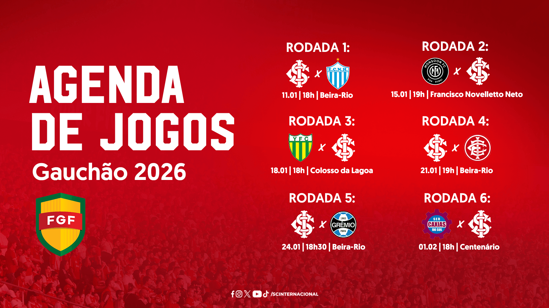 FGF define datas da primeira fase do Gauchão 2026