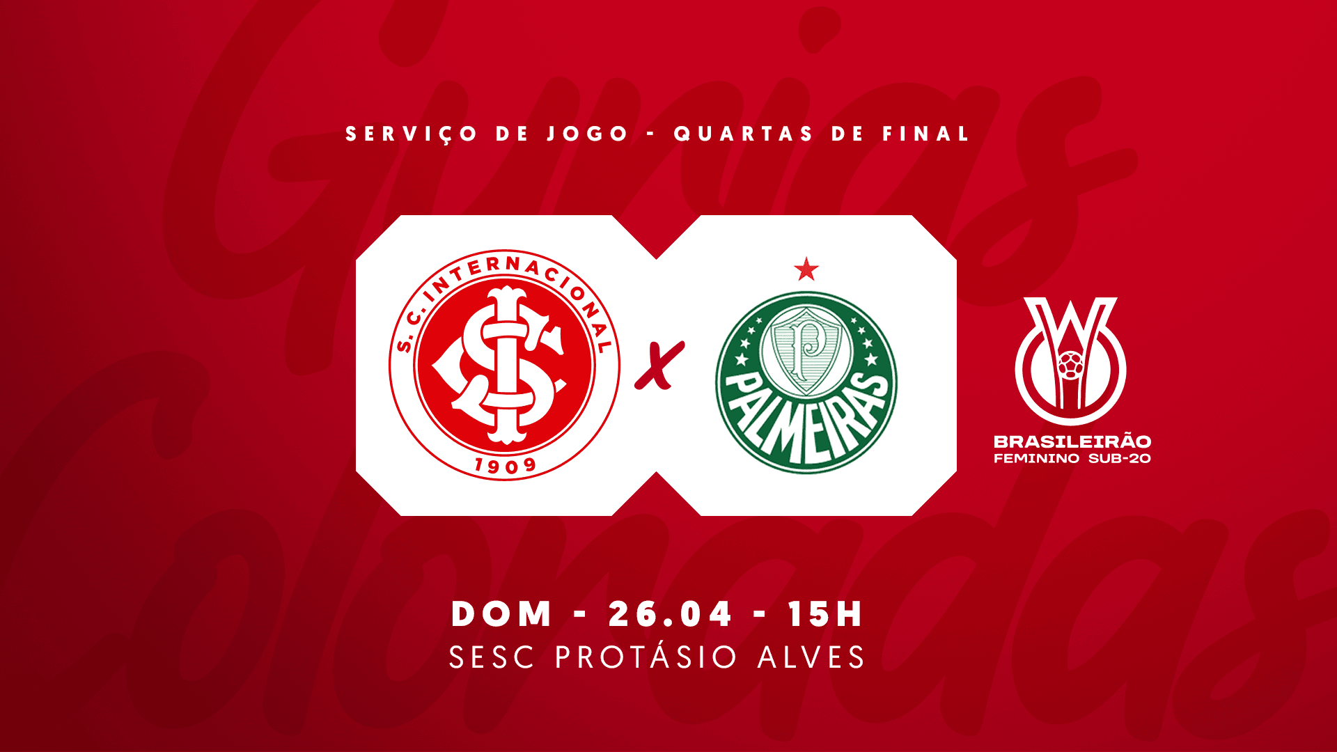 Serviço de jogo: Inter x Palmeiras - Campeonato Brasileiro Feminino Sub-20 2026