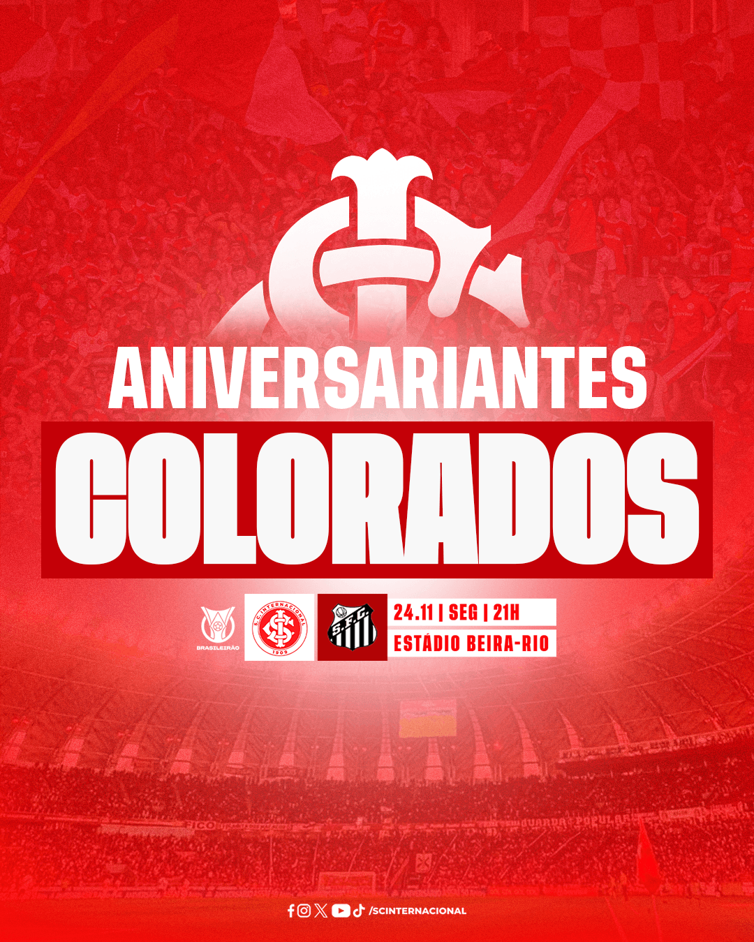 Aniversariantes Colorados na partida contra o Santos

