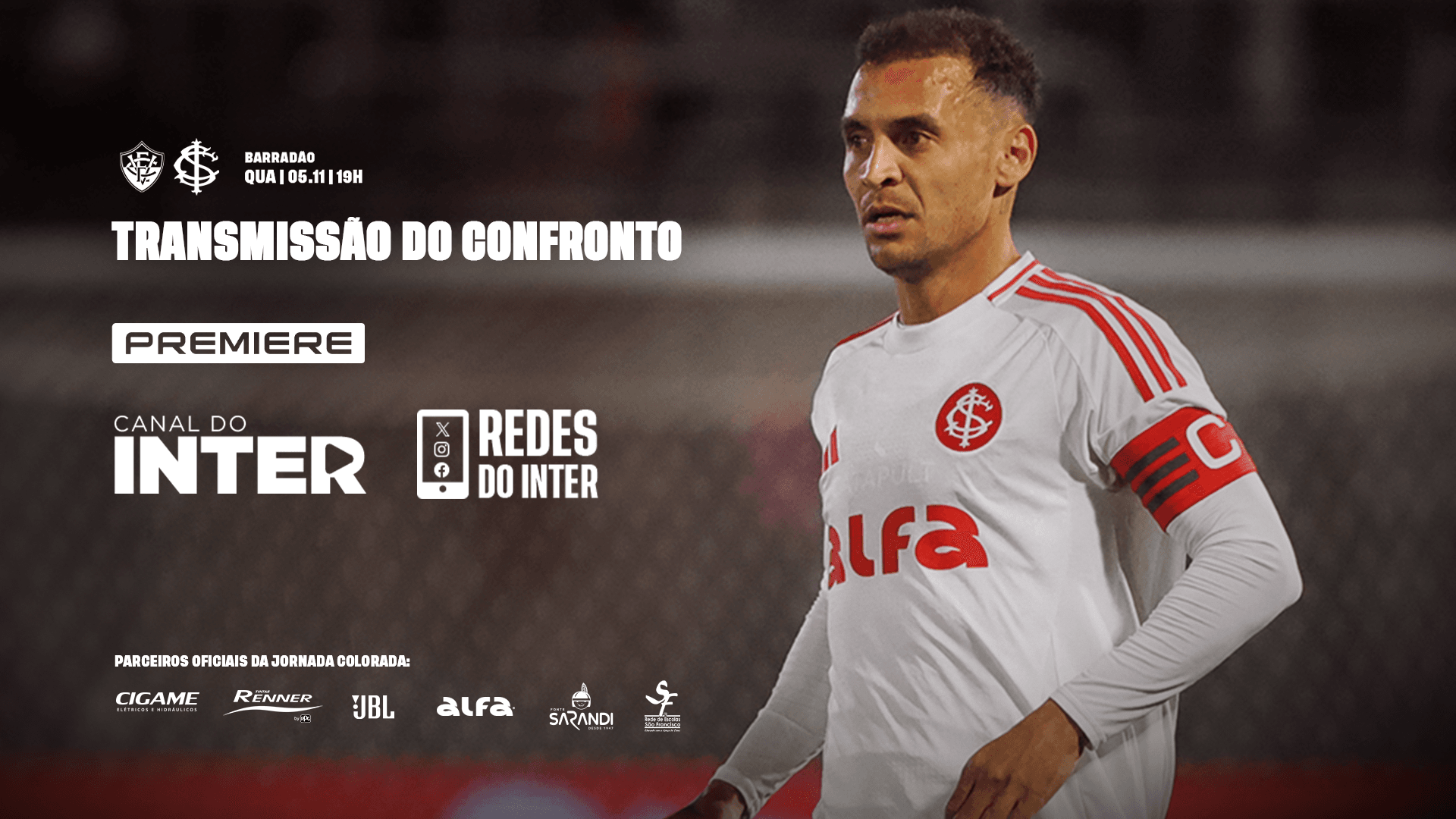 Premiere transmite o duelo do Inter contra o Vitória