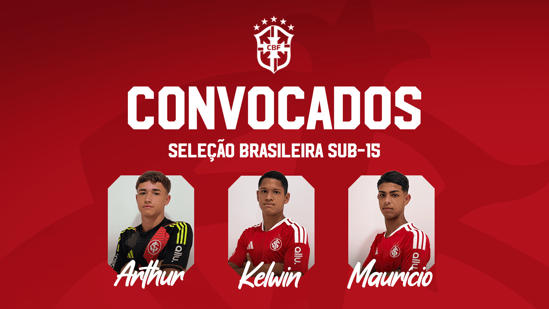 Três atletas do Inter são convocados para a Seleção Brasileira Sub-15