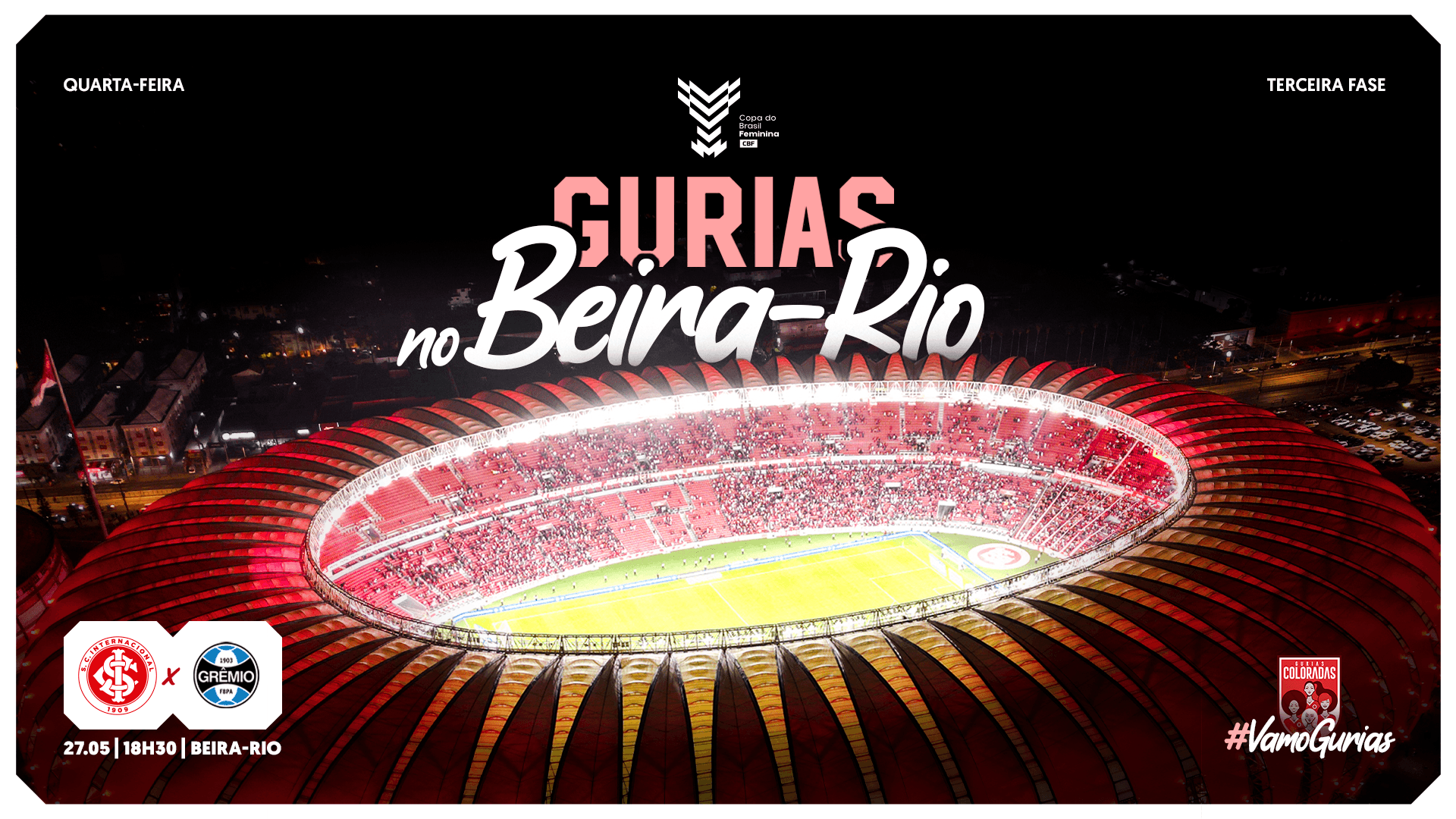 Gre-Nal pela Copa do Brasil Feminina será no Beira-Rio
