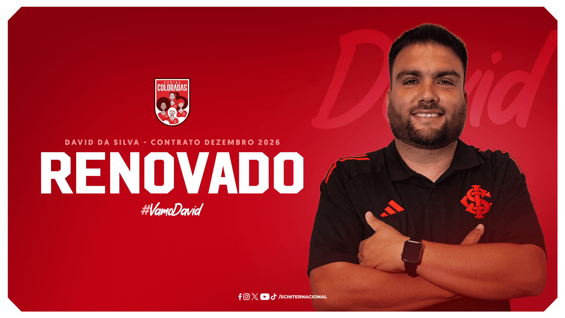 Gurias Coloradas renovam contrato com David da Silva