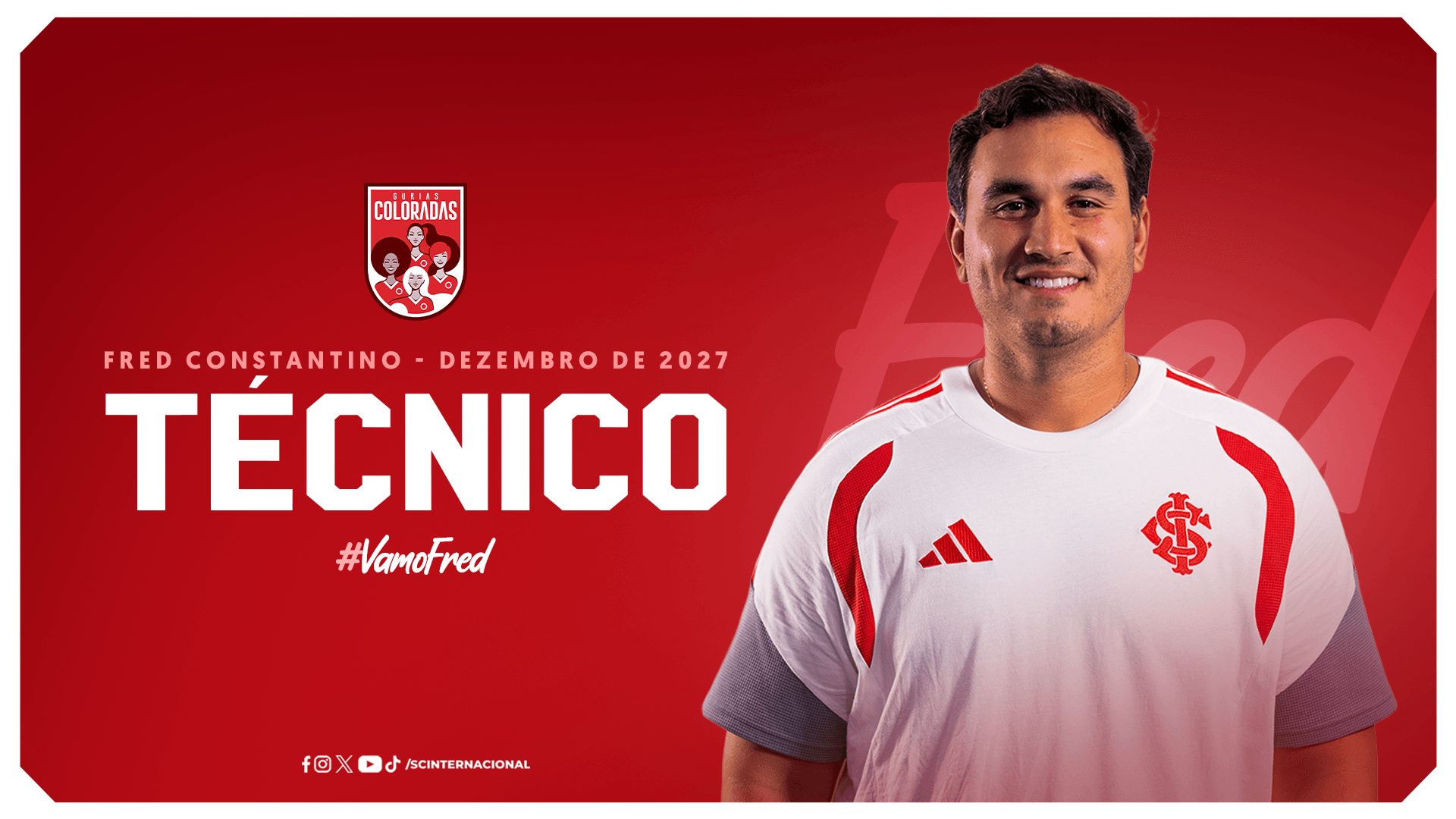 Inter efetiva Fred Constantino como técnico das Gurias Coloradas