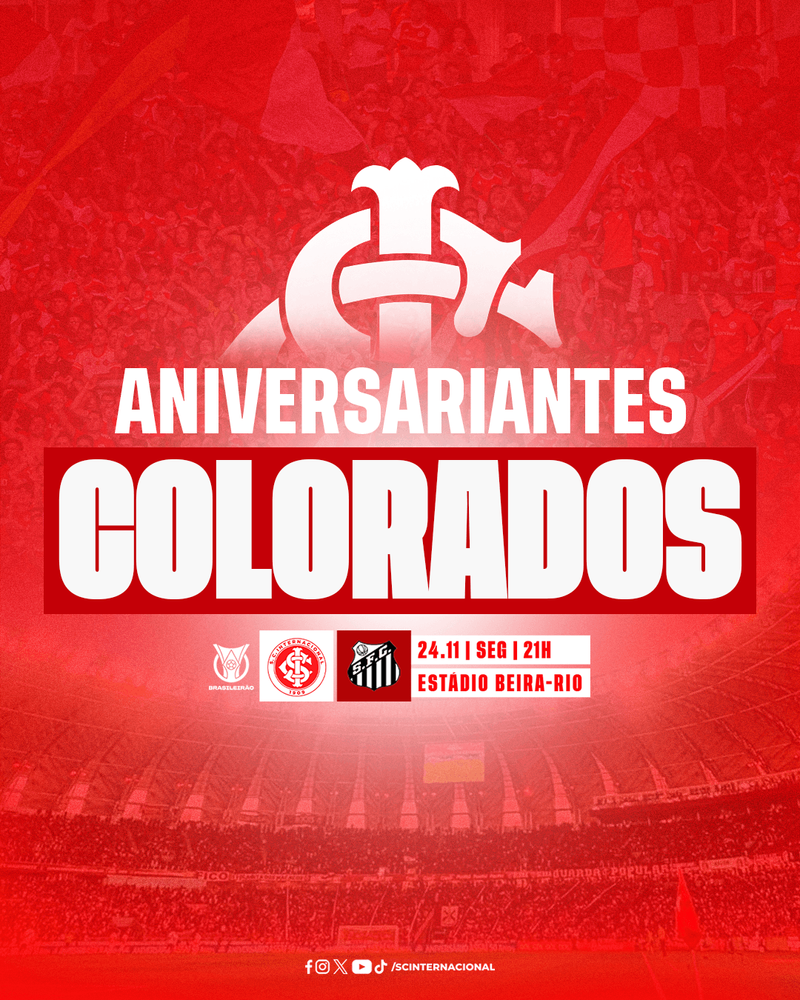 Aniversariantes Colorados na partida contra o Santos
