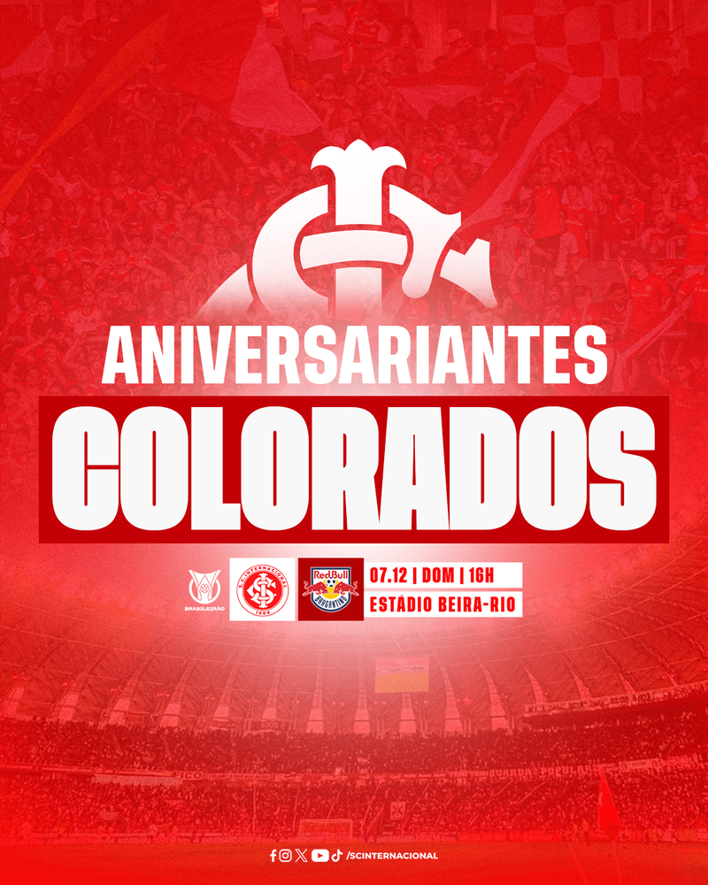 Aniversariantes Colorados na partida contra o RB Bragantino
