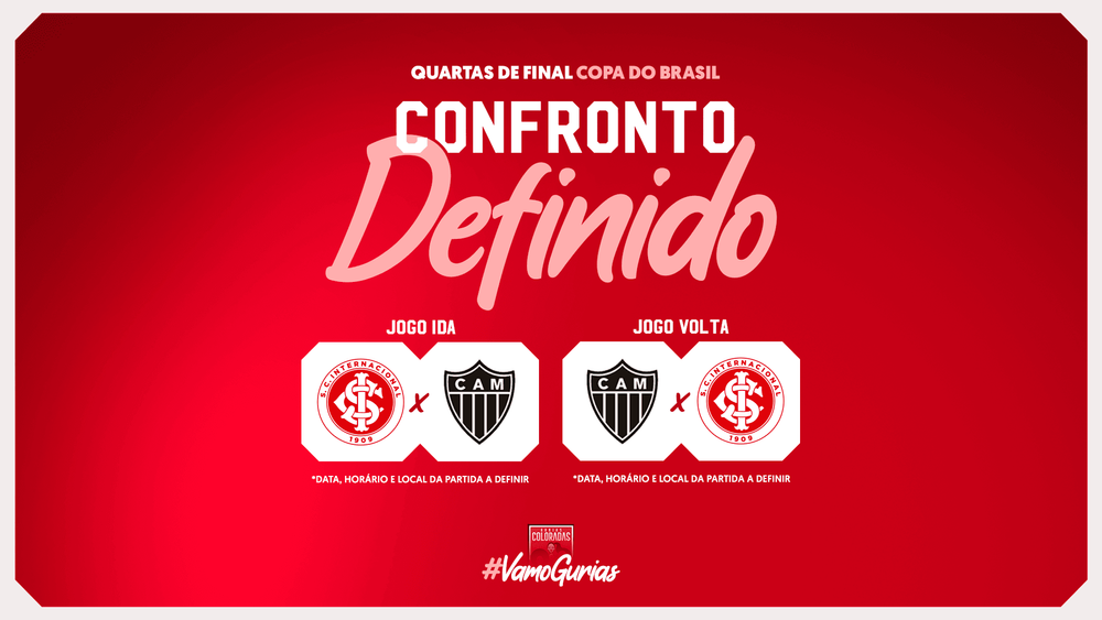 Gurias Coloradas enfrentam Atlético-MG nas quartas de final da Copa do Brasil