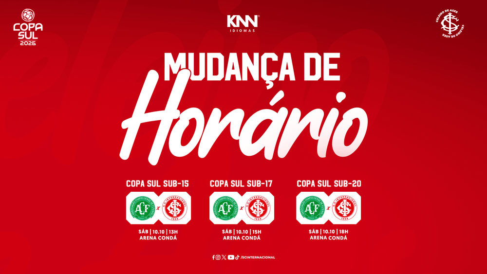 Mudanças de horários nos jogos da Copa Sul 