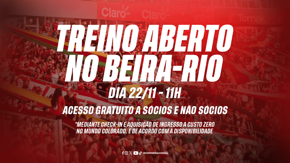 Treino do Inter no Beira-Rio será aberto à torcida neste sábado
